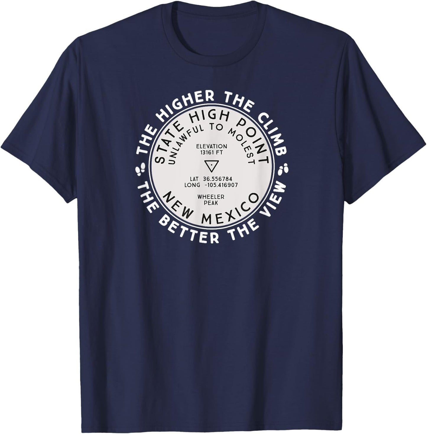 State High Point New Mexico Wheeler Peak Hiking Gift T-Shirt - T-Shirt | Navy