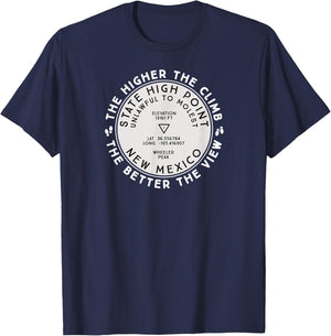 State High Point New Mexico Wheeler Peak Hiking Gift T-Shirt - T-Shirt | Navy