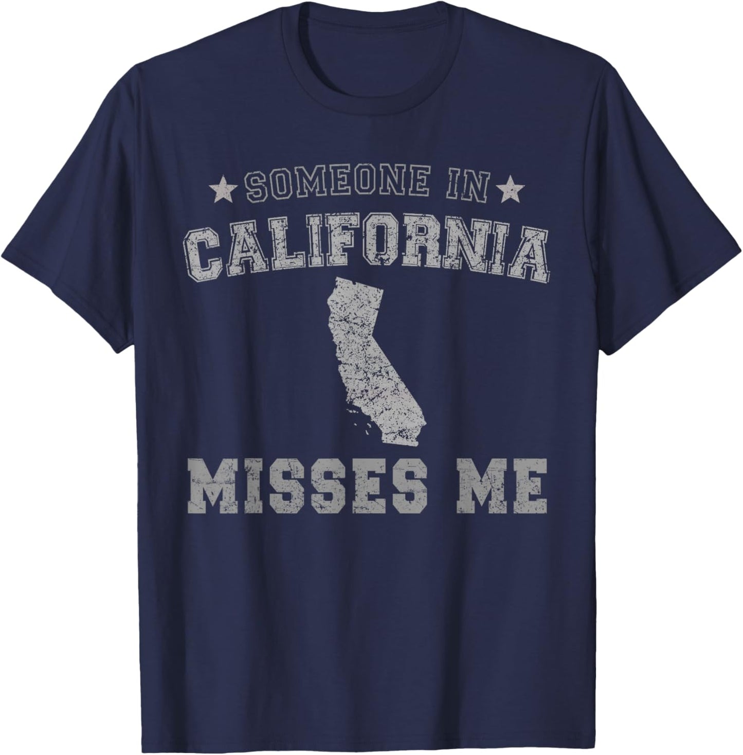 Someone In California Misses Me Heart Vintage State T-Shirt - T-Shirt | Navy