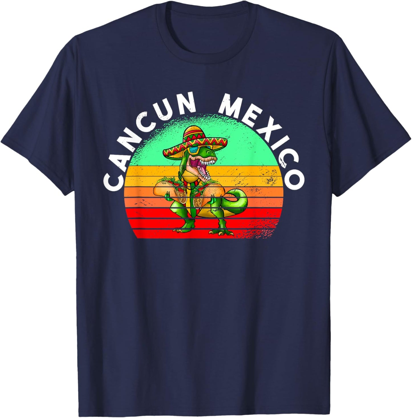Cancun Mexico Vintage T-Rex T-Shirt - T-Shirt | Navy