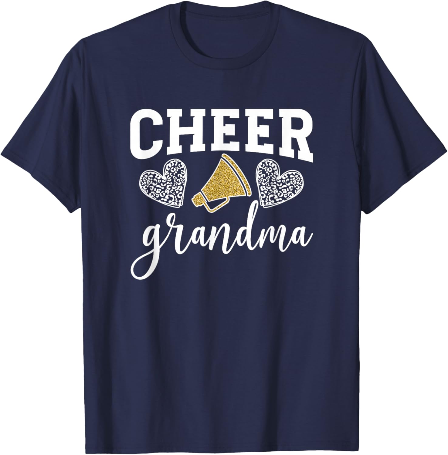 Cheer Grandma Hearts Cheerleading Grandmother T-Shirt - T-Shirt | Navy