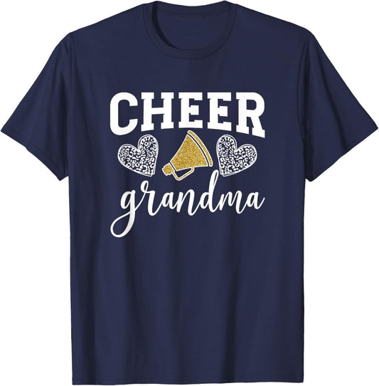 Cheer Grandma Hearts Cheerleading Grandmother T-Shirt - T-Shirt | Navy