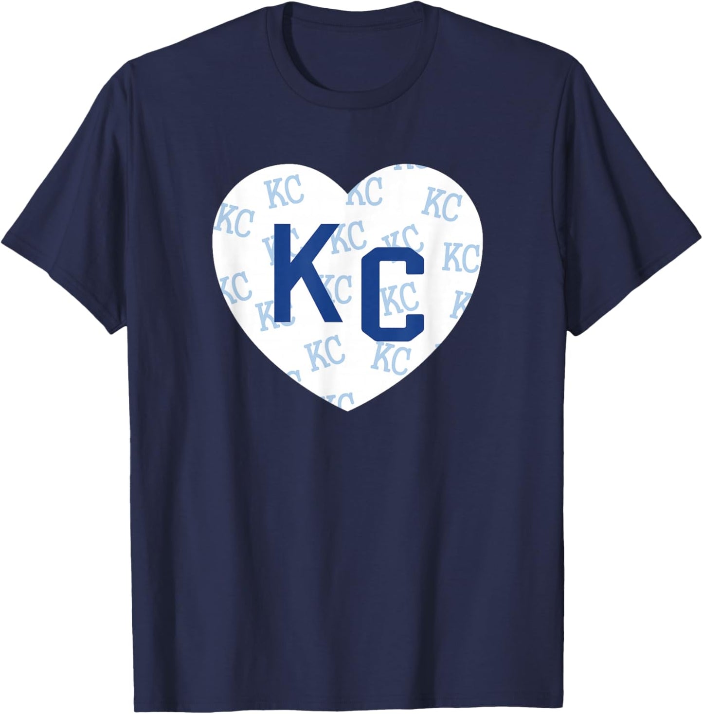 Blue Kc Heart Kansas City 2 Letter Kc Pattern Love KC Blue T-Shirt - T-Shirt | Navy