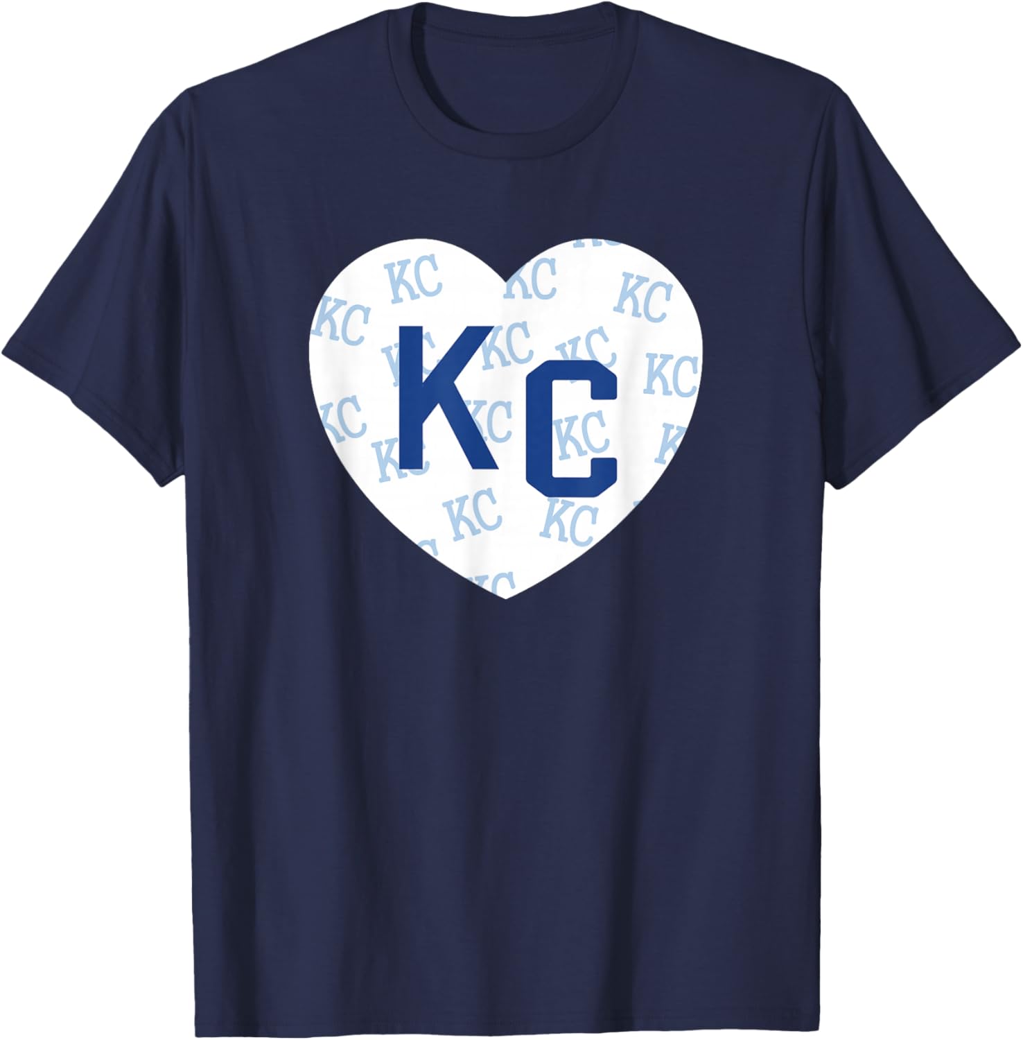 Blue Kc Heart Kansas City 2 Letter Kc Pattern Love KC Blue T-Shirt - T-Shirt | Navy