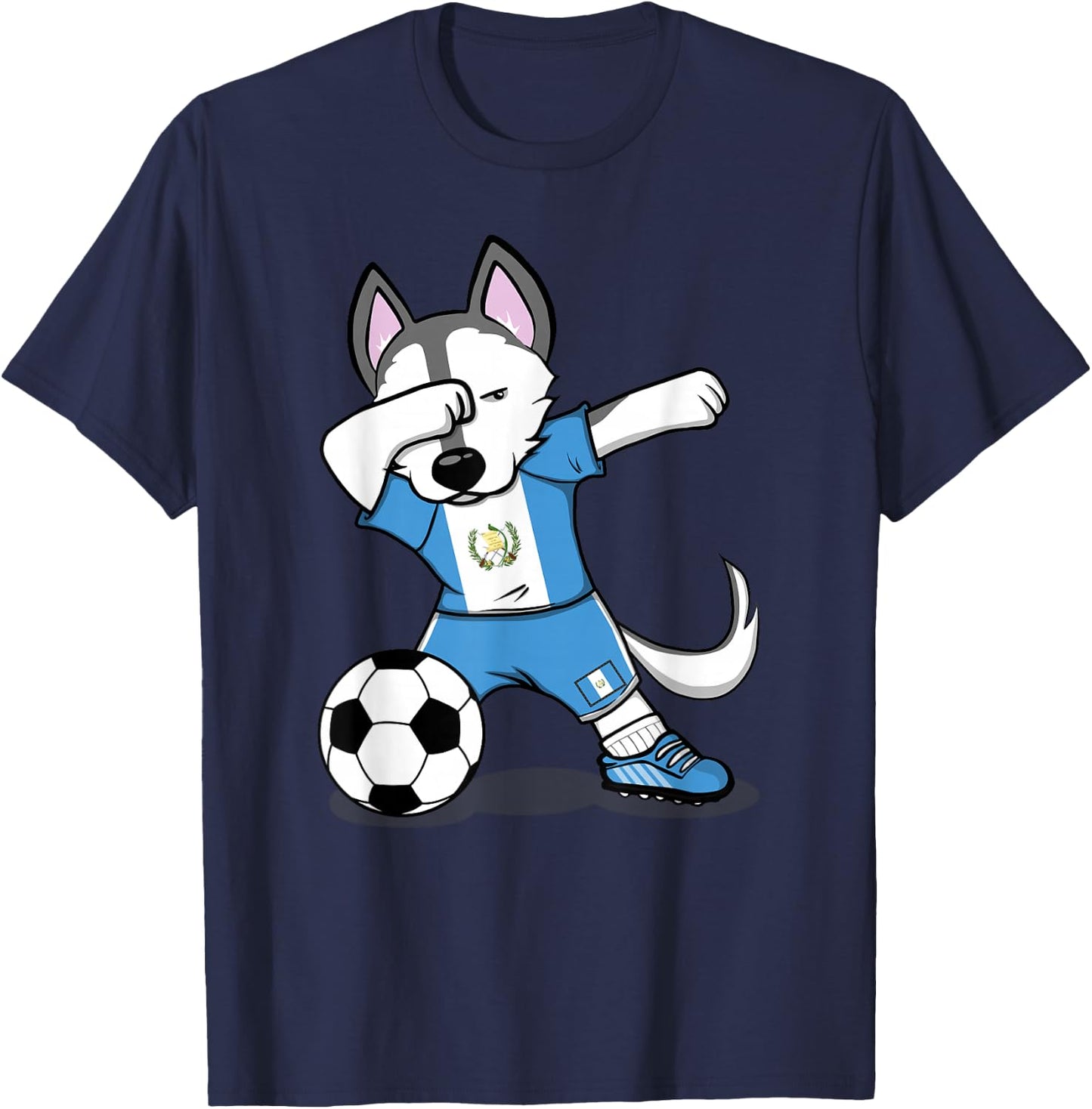 Dabbing Husky Guatemala Soccer Fans Jersey Guatemalan Flag T-Shirt - T-Shirt | Navy