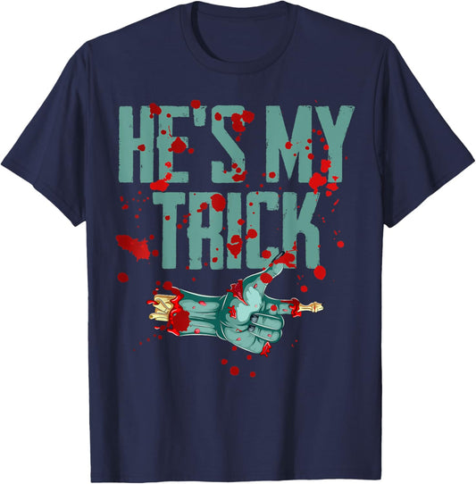He's My Trick She's My Treat Halloween Zombie Matching T-Shirt - T-Shirt | Navy