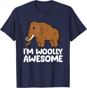 I'm Woolly Awesome Cute Boys Girls Kids Woolly Mammoth Small T-Shirt - T-Shirt | Navy