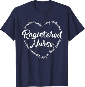 Registered Nurse RN Nursing Heart Word Nurse Day Nurse Week T-Shirt - T-Shirt | Navy