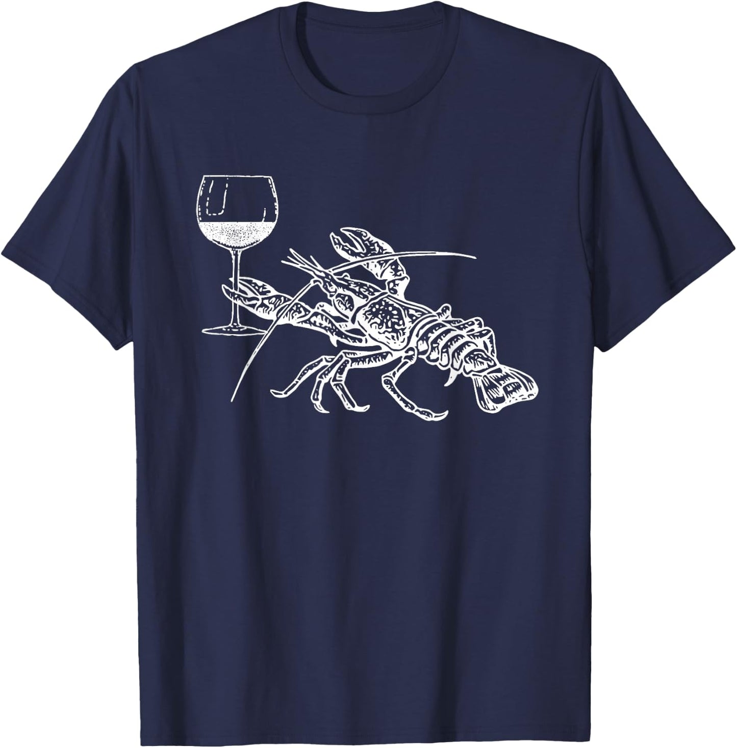 Lobster Wine Drinking Shirt Funny Beach Cruise Vacation Gift T-Shirt - T-Shirt | Navy