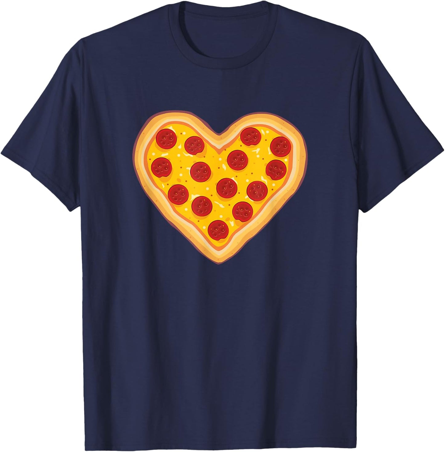 Pizza Love Heart Pepperoni Slice for Pizza Lovers T-Shirt - T-Shirt | Navy