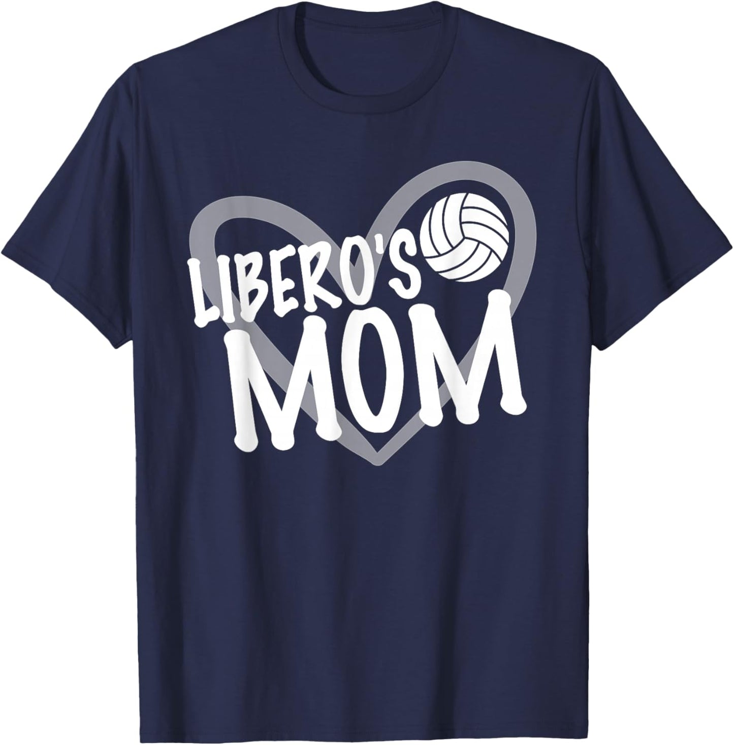 Volleyball Mom Libero Heart T-Shirt - T-Shirt | Navy