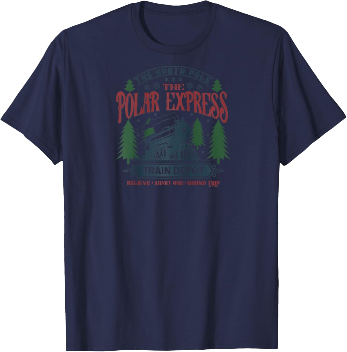 The Polar Express Train Depot Raglan Baseball T-Shirt - T-Shirt | Navy