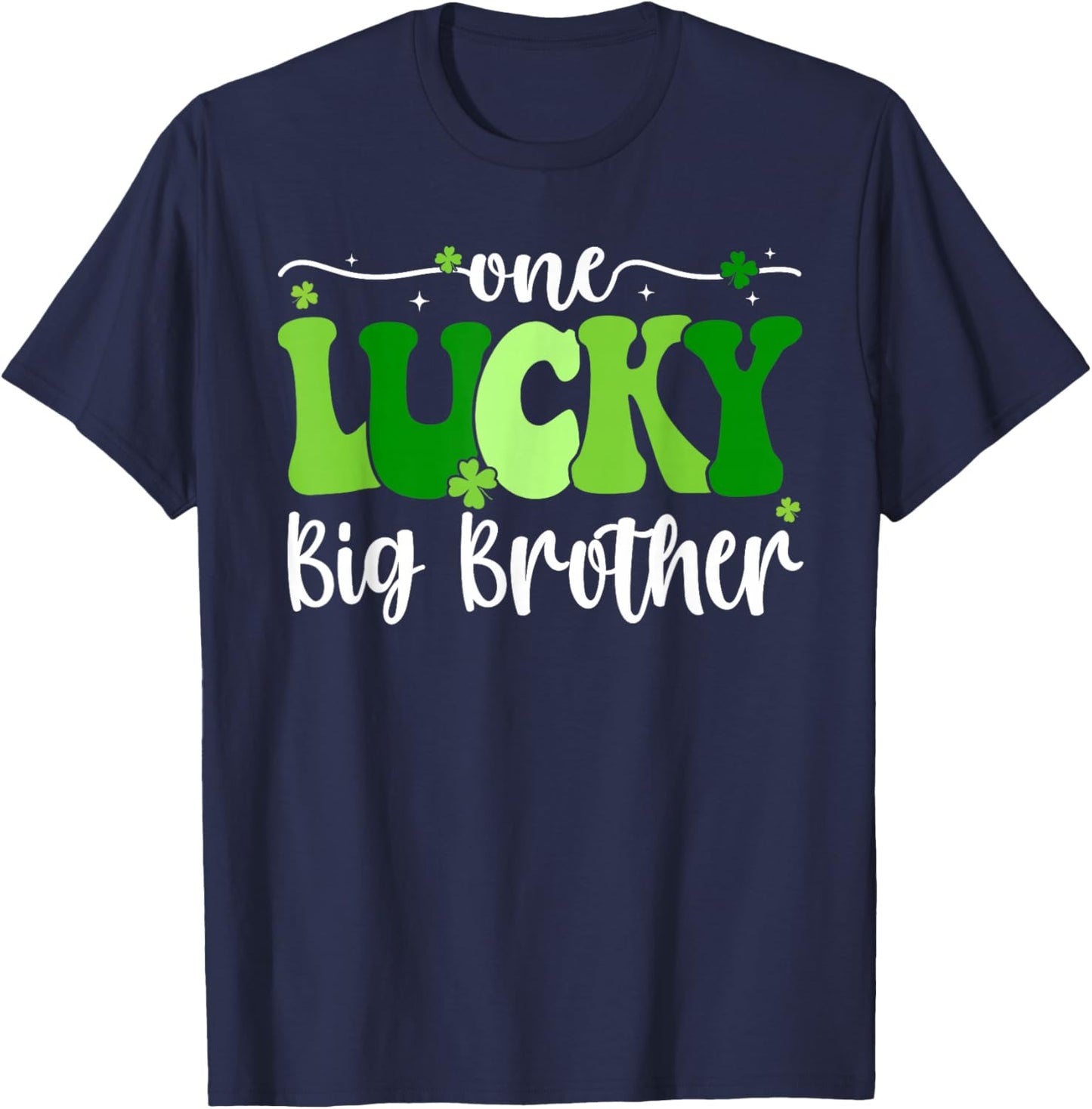 One Lucky Big Brother Groovy Big Brother St Patrick's Day T-Shirt - T-Shirt | Navy