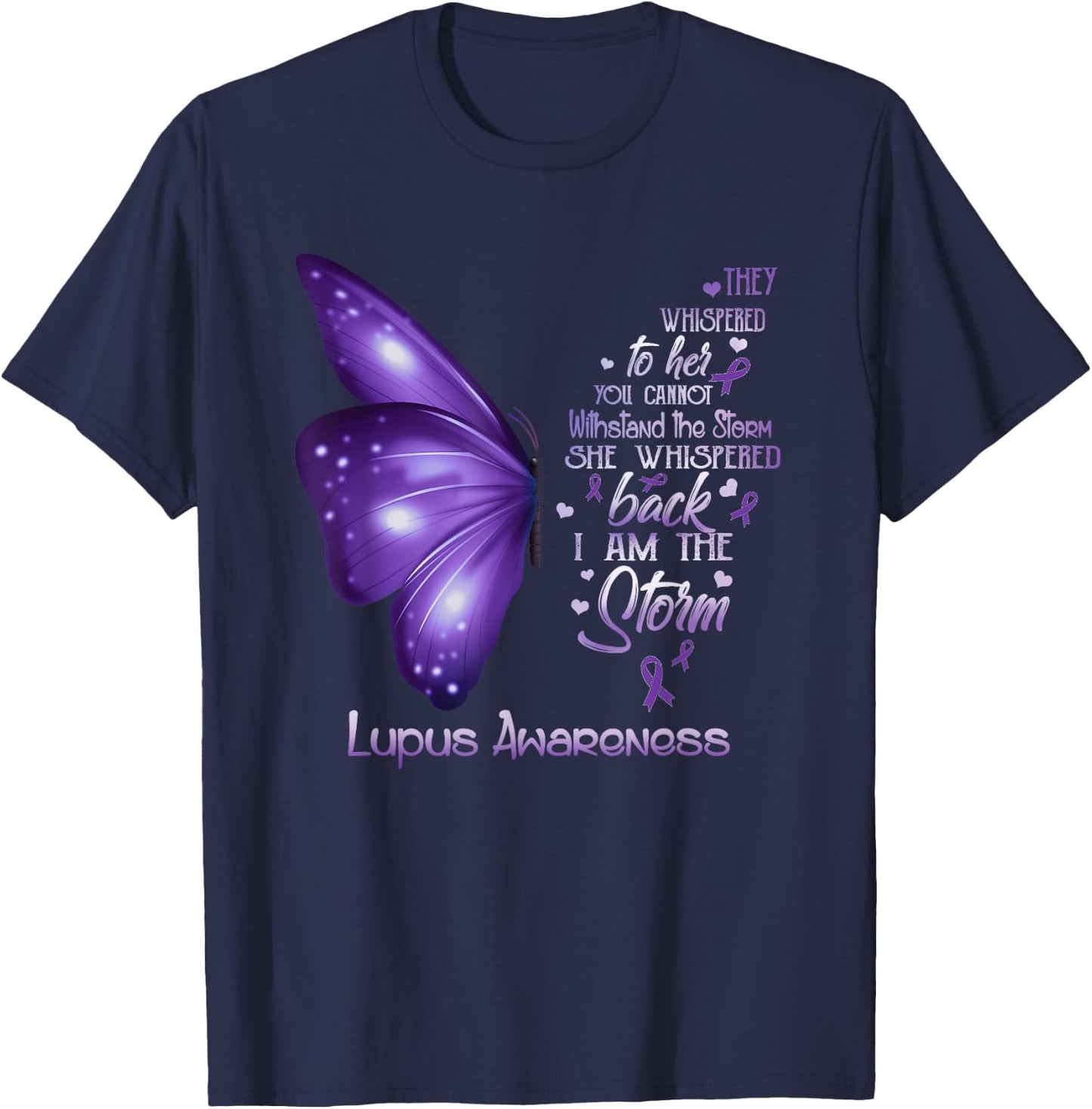 I am the storm Lupus Awareness Butterfly T-Shirt - T-Shirt | Navy
