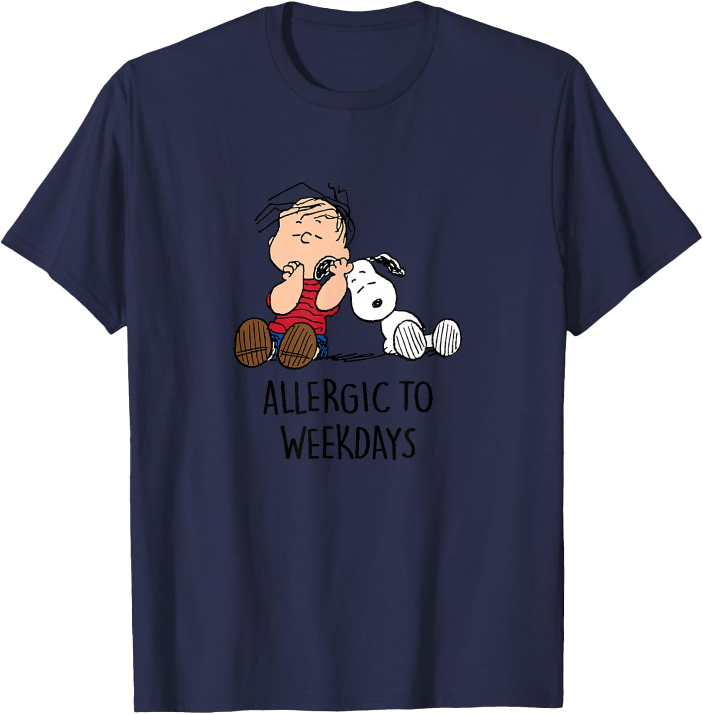 Peanuts - Linus & Snoopy - Allergic to Days of the Week T-Shirt - T-Shirt | Navy