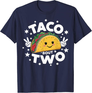 Taco Bout Two Taco Twosday Second Birthday Outfit Girl Boy T-Shirt - T-Shirt | Navy