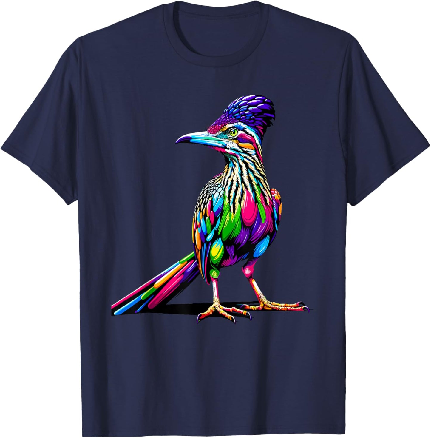 Colorful Pop Art Roadrunner Chaparral Bird T-Shirt - T-Shirt | Navy