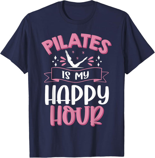 Pilates is my Happy Hour Meditation Pilates Instructor T-Shirt - T-Shirt | Navy