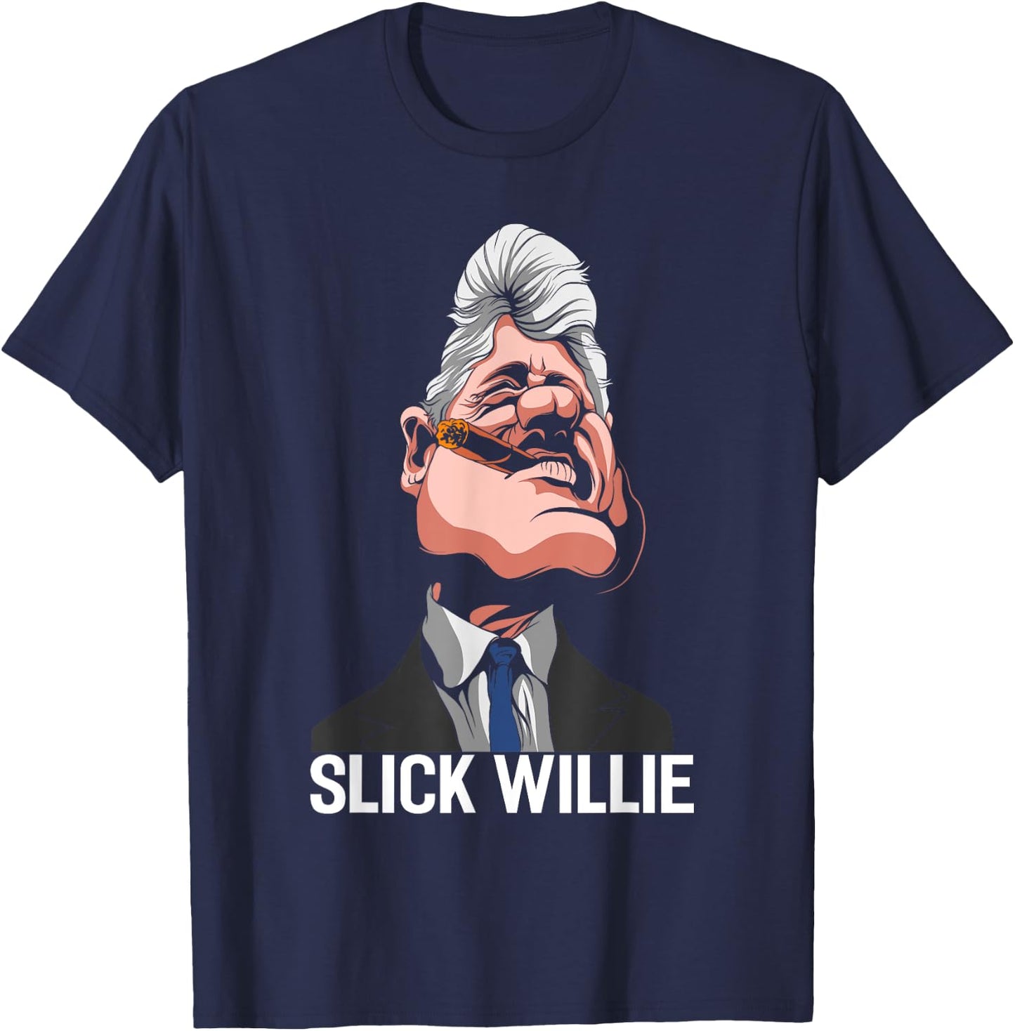 US 42nd President Bill Clinton Slick Willie T-Shirt - T-Shirt | Navy