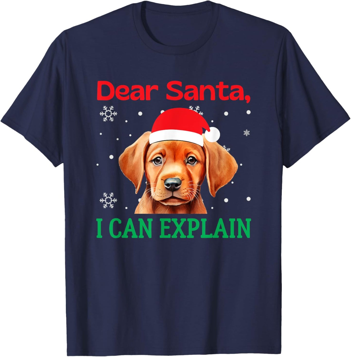 Fox Red Lab Christmas Santa Labrador Retriever T-Shirt - T-Shirt | Navy