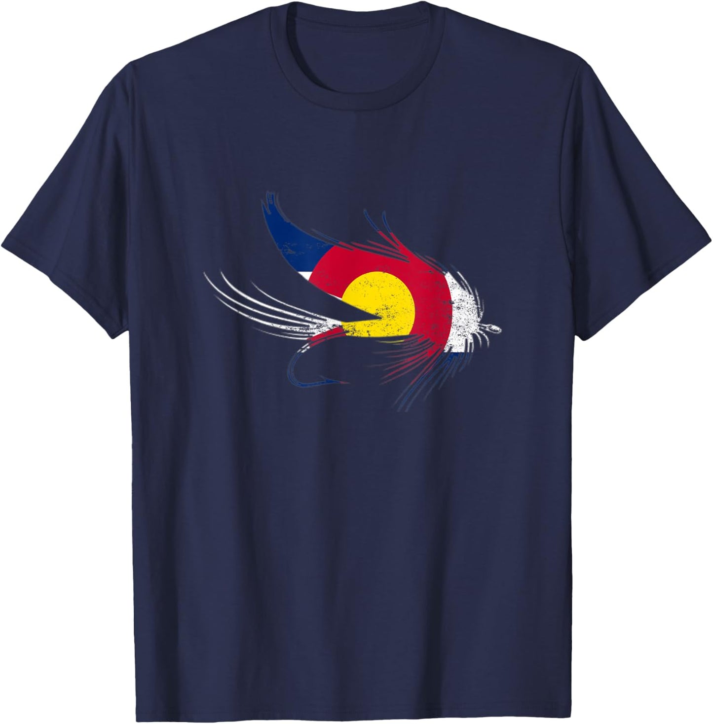 Colorado Fly Fishing Flag Hook, Gift Fly Fishing Lovers T-Shirt - T-Shirt | Navy