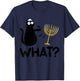 Hanukkah Cat Pushing Menorah Funny Jewish Cat What T-Shirt - T-Shirt | Navy