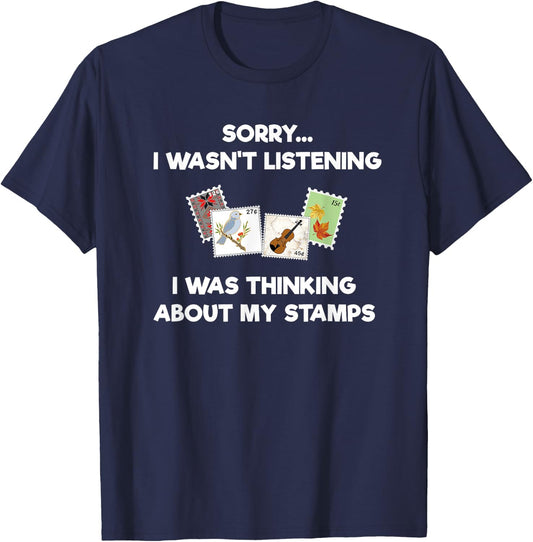 Stamp Collecting Shirt for Collectors - Funny Listening T-Shirt - T-Shirt | Navy