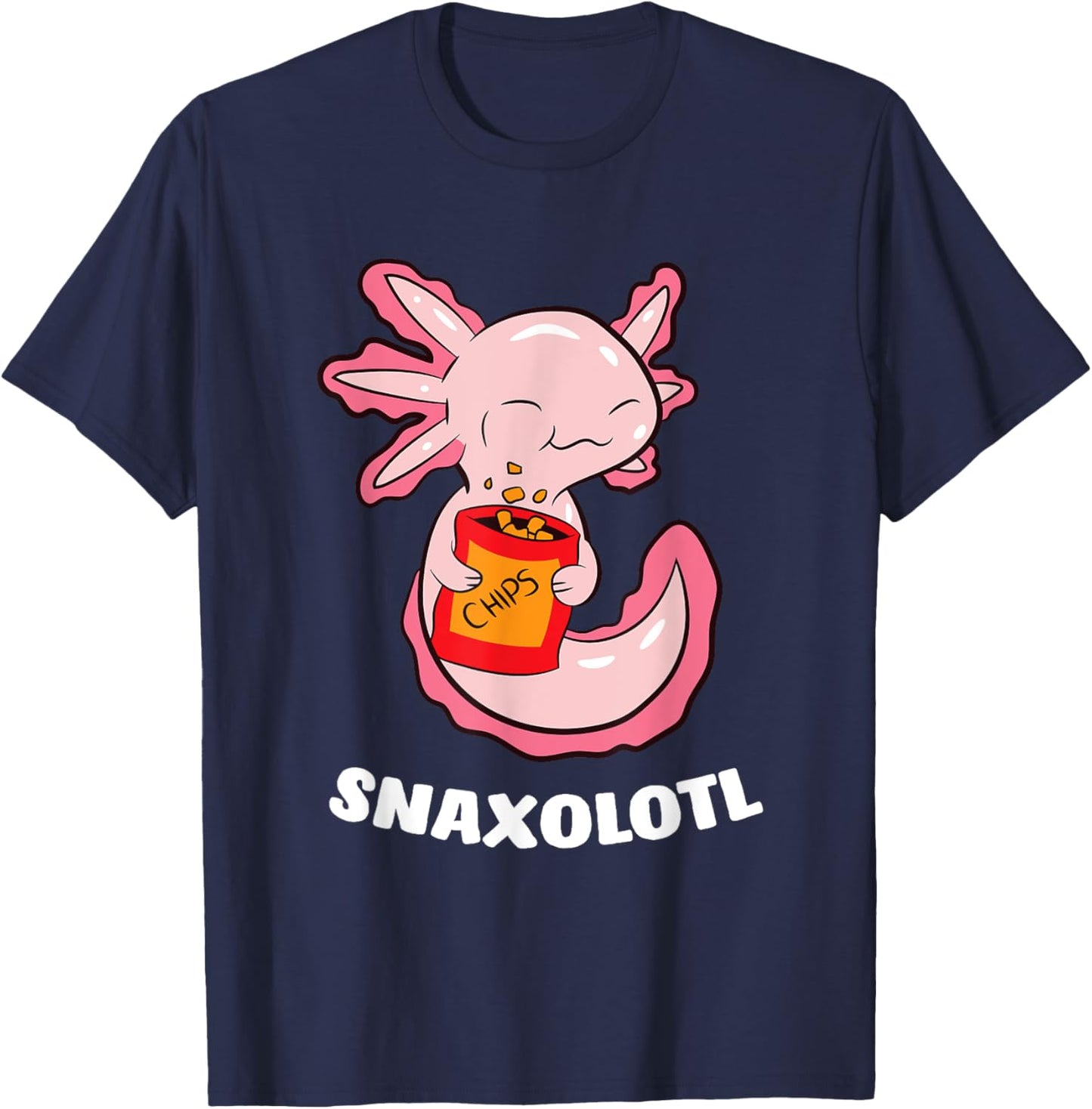 Cute Axolotl Lover Snaxolotl Kawaii Axolotl Food Sweets T-Shirt - T-Shirt | Navy