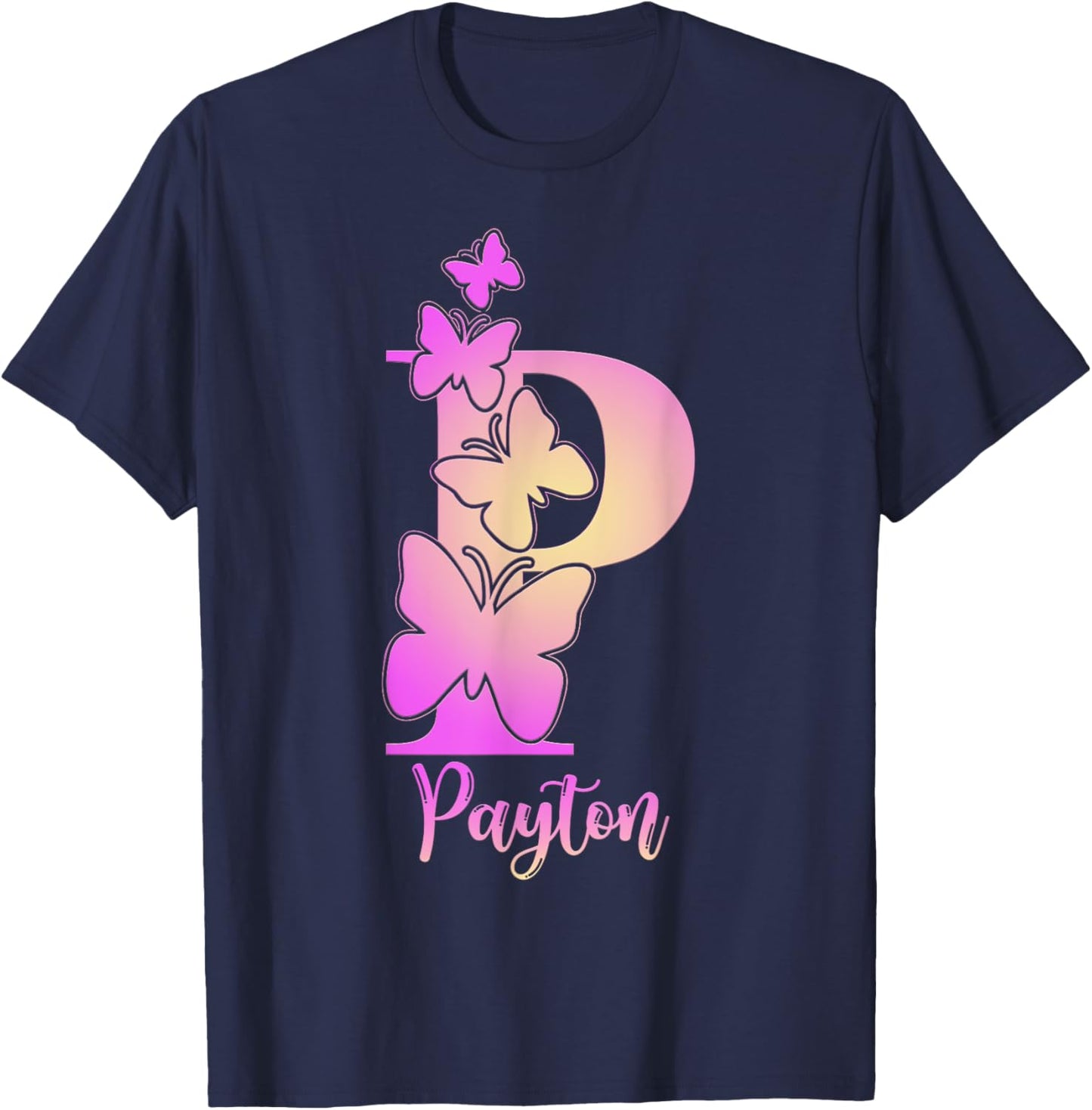 Payton, cute personalized butterfly custom kids girls name T-Shirt - T-Shirt | Navy