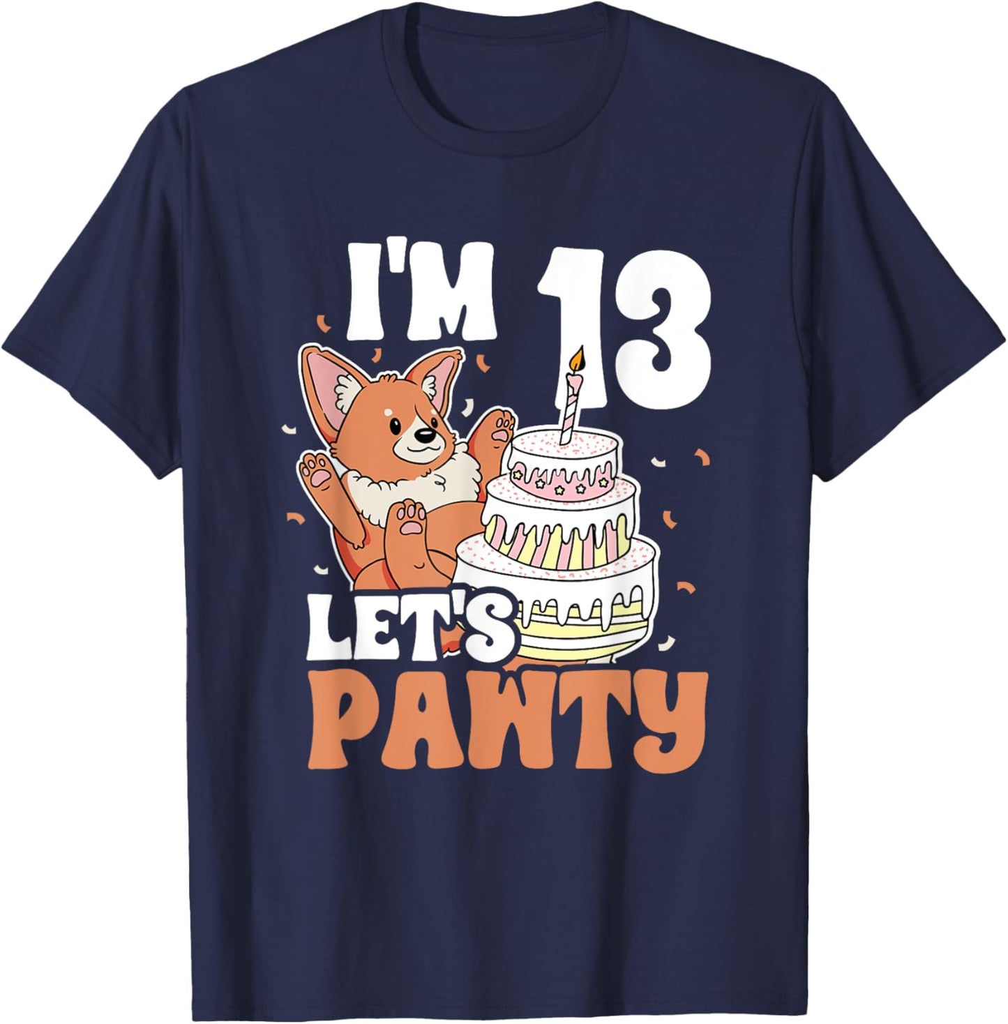 I'm 13 bday Dog party Kids 13th Birthday Corgi Dog T-Shirt - T-Shirt | Navy