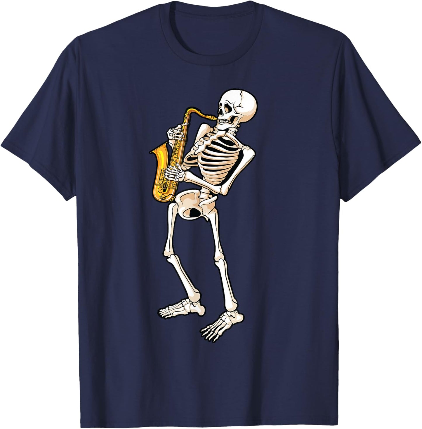 Funny Skeleton Saxophone Gift | Cute Halloween Costume Kids T-Shirt - T-Shirt | Navy
