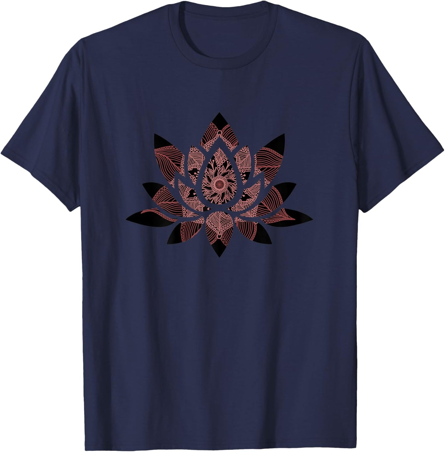 Mandala Lotus Mud Flower Graphic DesignTee T-Shirt - T-Shirt | Navy