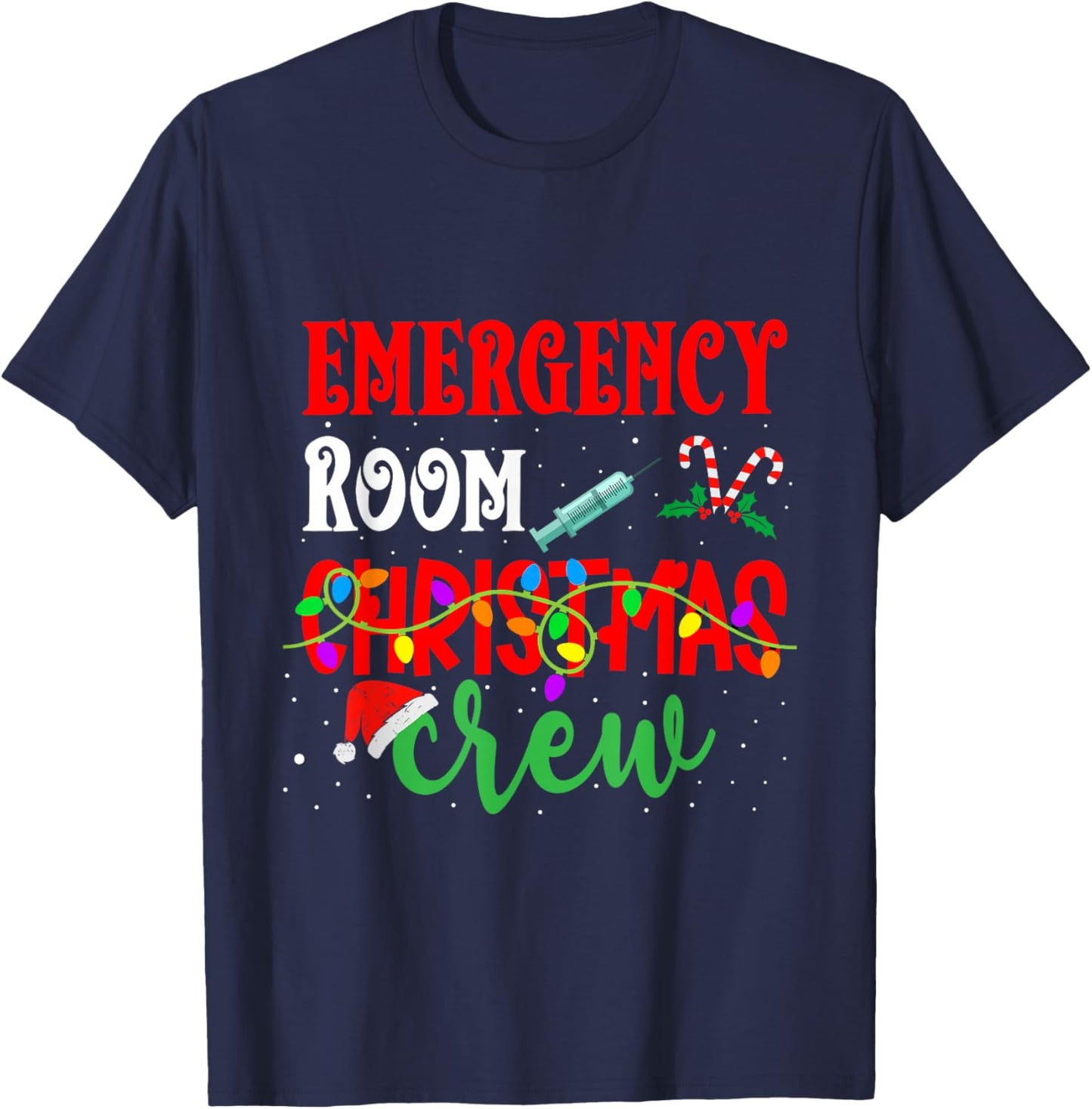 Emergency Room Christmas Crew ER Nurse Xmas Holiday Nursing T-Shirt - T-Shirt | Navy