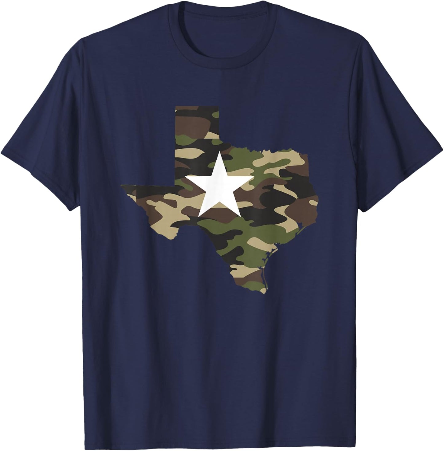 Texas Texan Army Camouflage Star Map US Soldiers Veterans T-Shirt - T-Shirt | Navy
