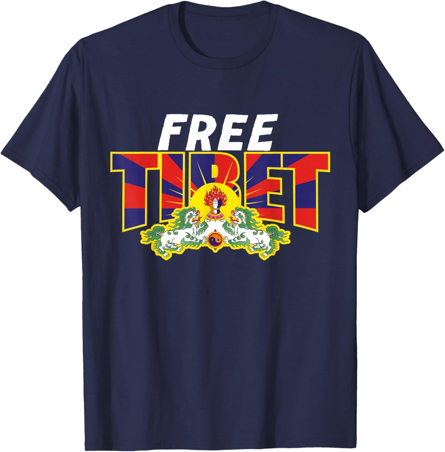 Free Tibet Flag T-Shirt - T-Shirt | Navy