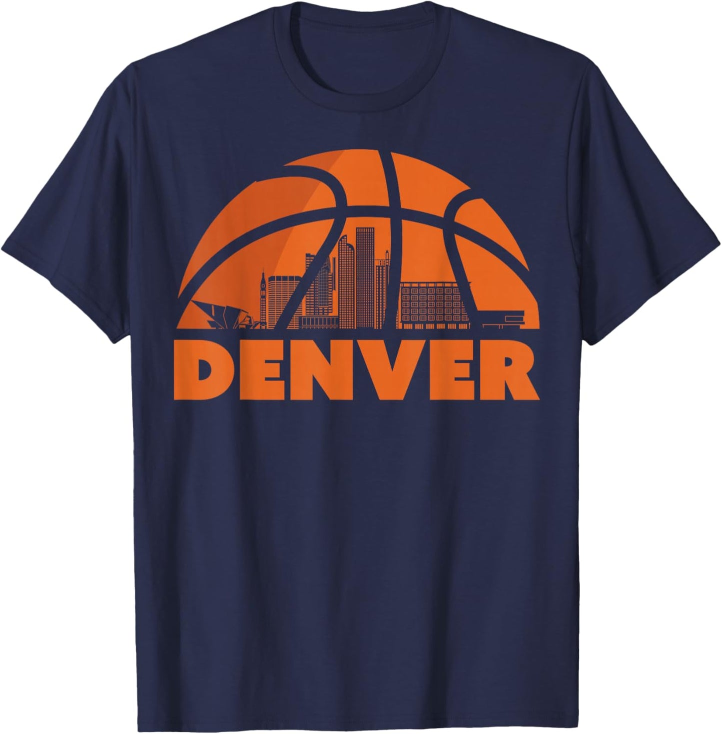 Denver City Skyline Basketball T-Shirt - T-Shirt | Navy