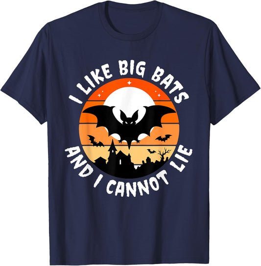 Like Big Bats & Cannot Lie Funny Halloween Vampire Cute Joke T-Shirt - T-Shirt | Navy