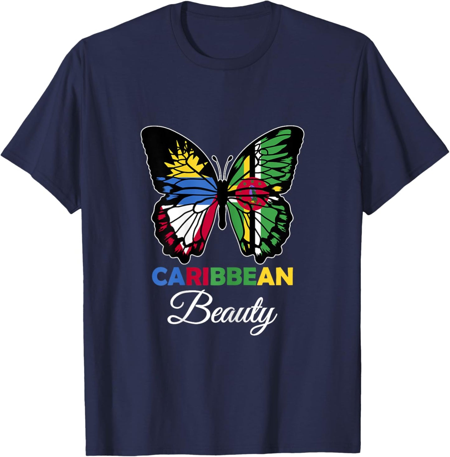 Antigua and Dominica Mix Half Antiguan Dominica Roots T-Shirt - T-Shirt | Navy