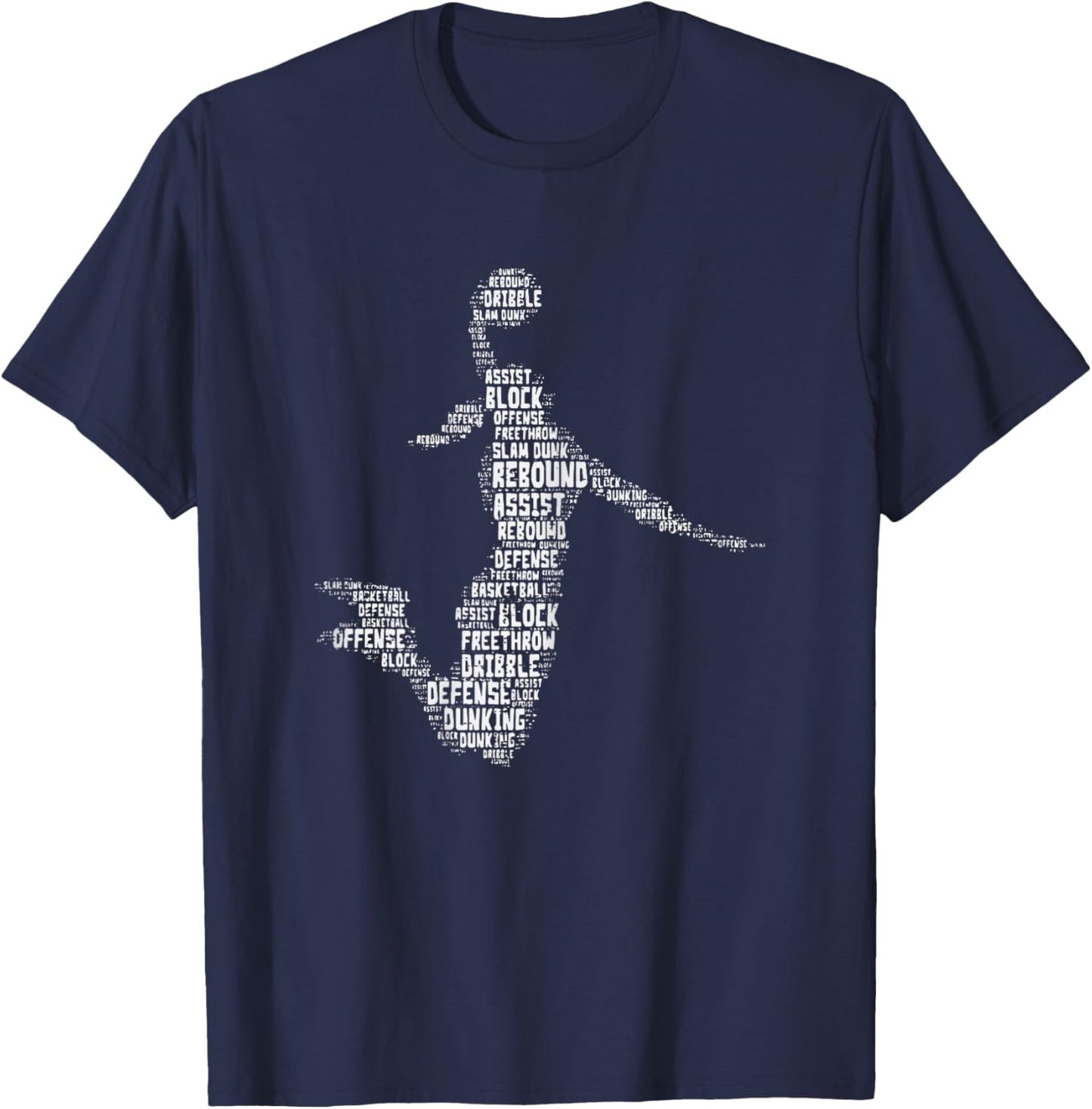 Basketball Girl Dunk Words Player Women Girls Kid Teen Youth T-Shirt - T-Shirt | Navy