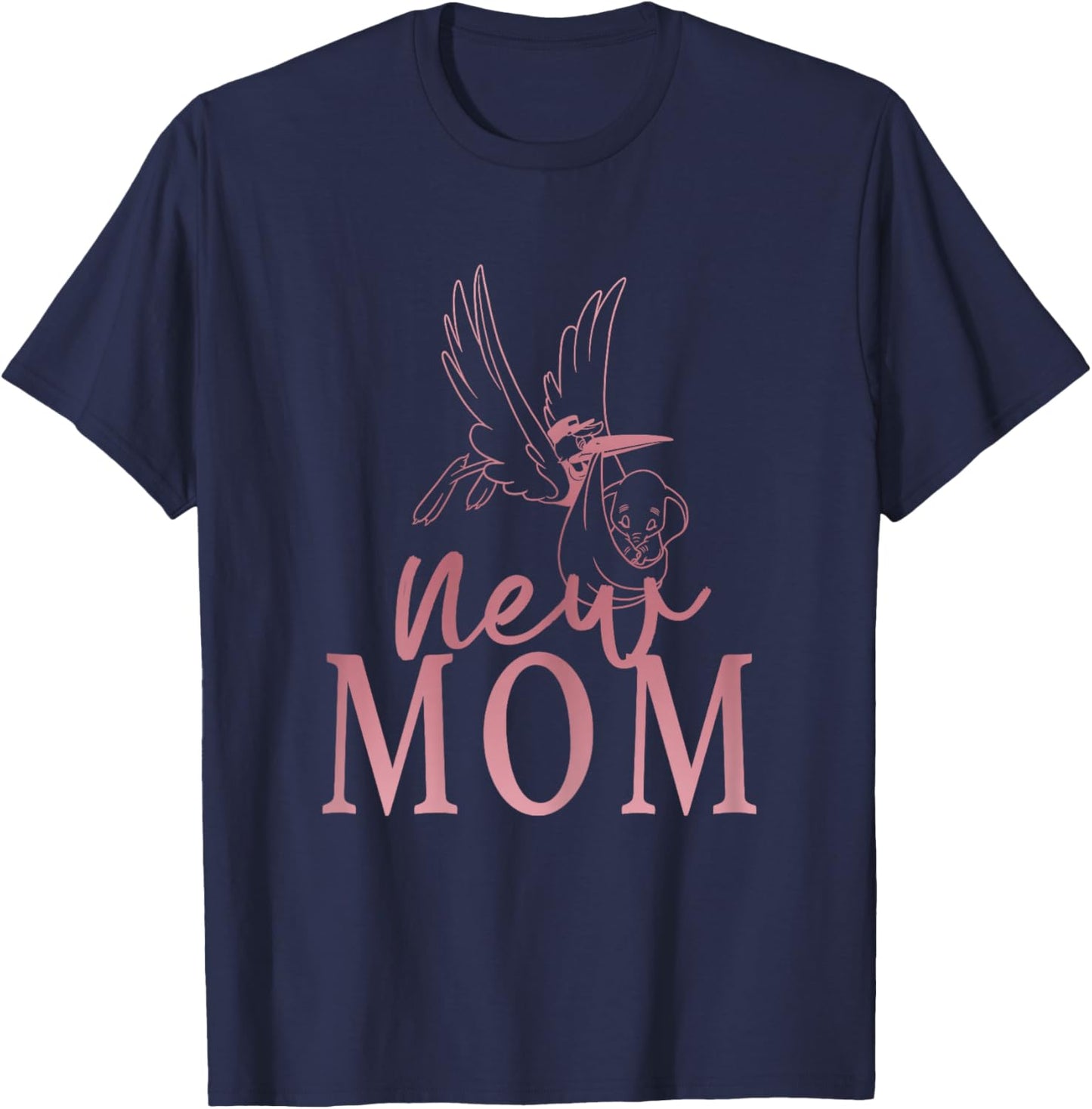 Disney Dumbo New Mom Cute Big Chest Text Logo T-Shirt - T-Shirt | Navy
