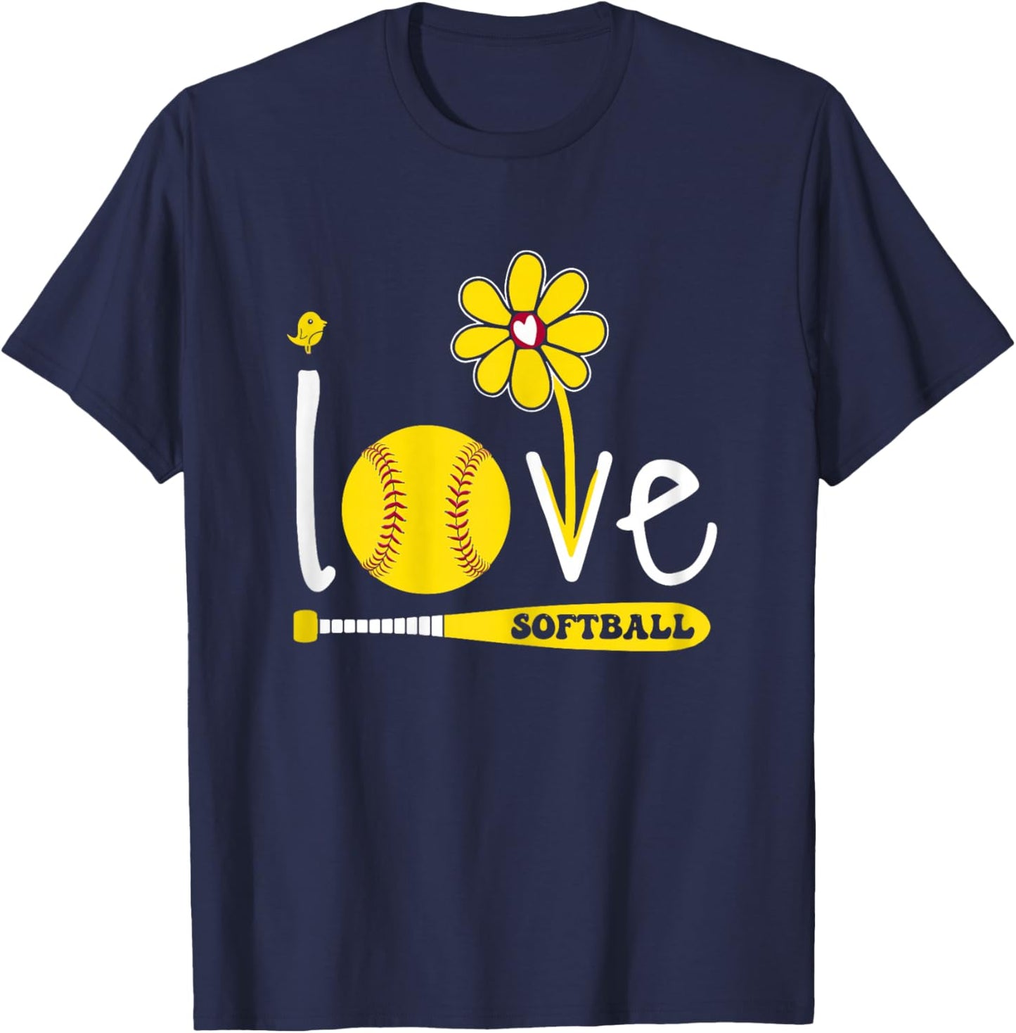 Softball Shirts for Teen Girls I Love Softball T-Shirt - T-Shirt | Navy