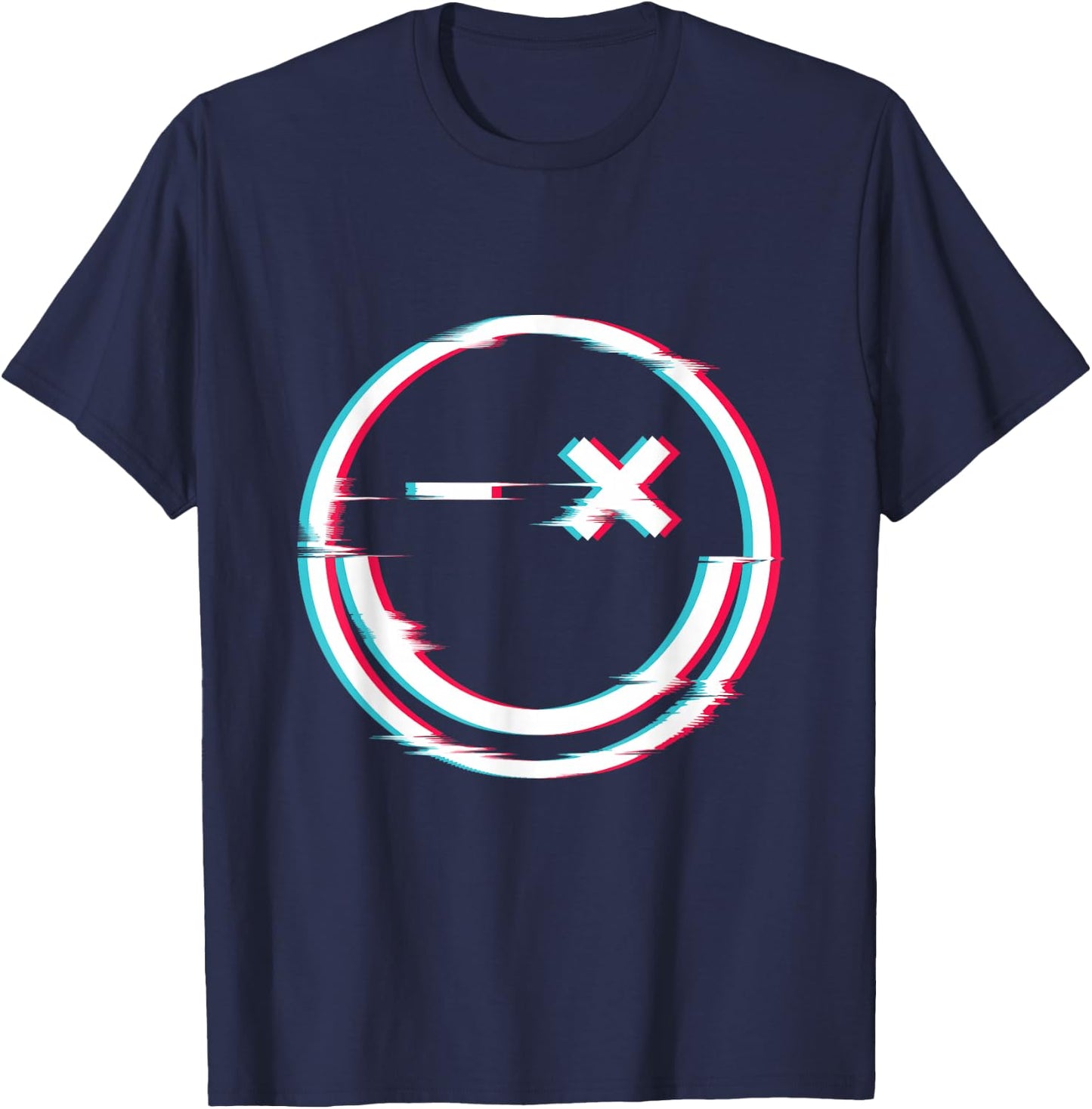 Smile face glitch T-Shirt - T-Shirt | Navy