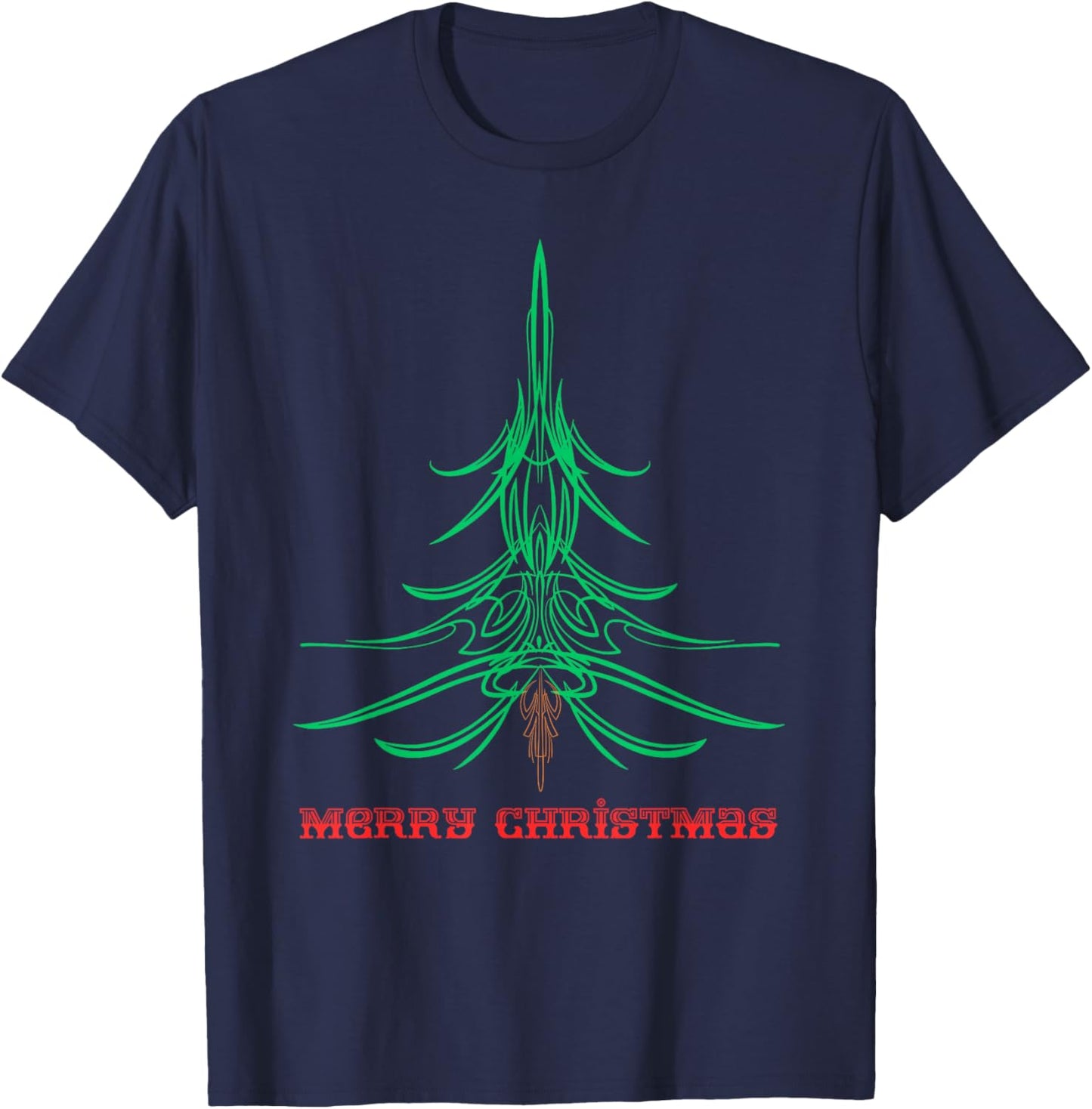 Christmas Pinstriping Hot Rod Style T-Shirt - T-Shirt | Navy