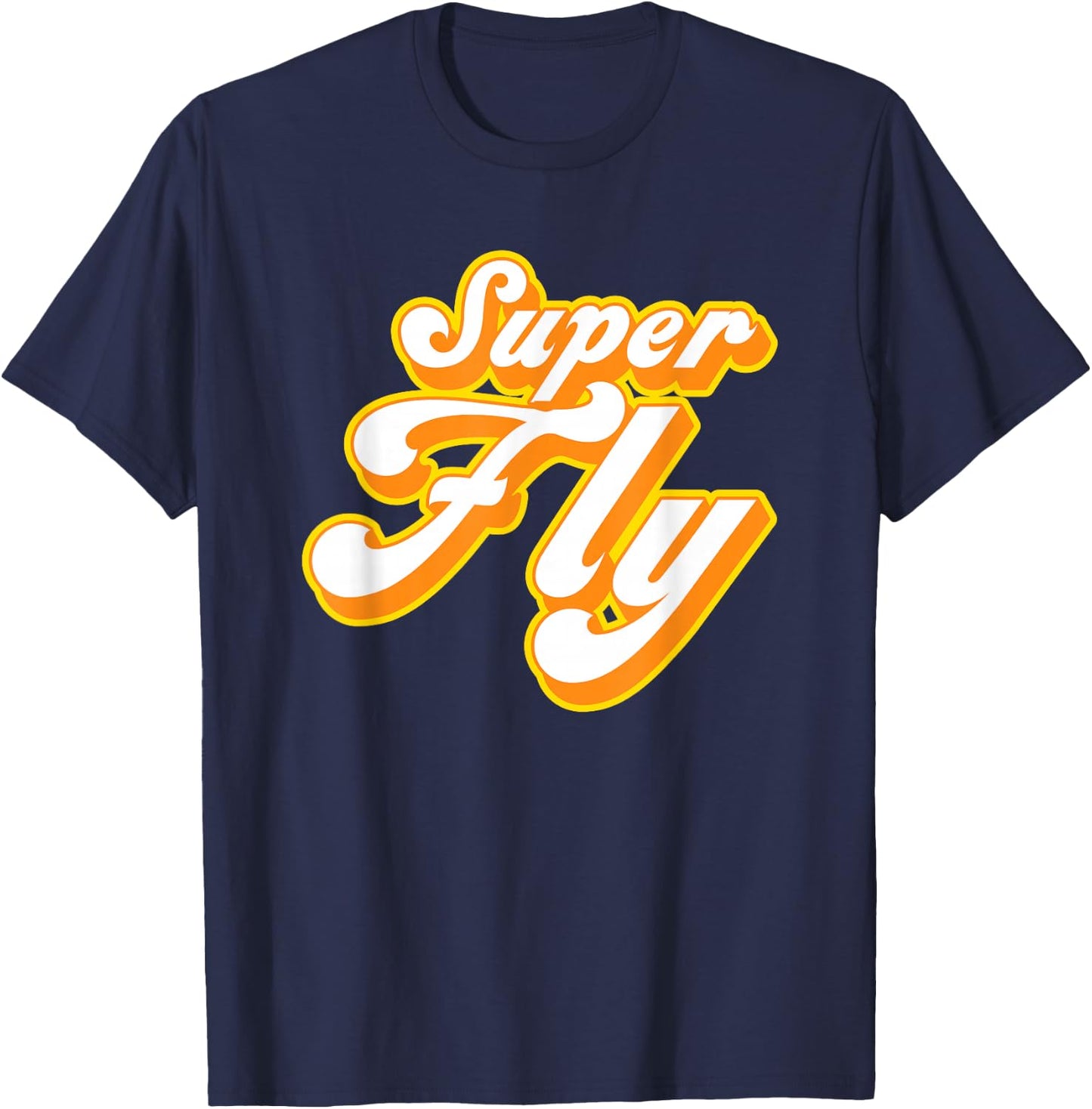 Groovy 1970s Super Fly T-Shirt - T-Shirt | Navy