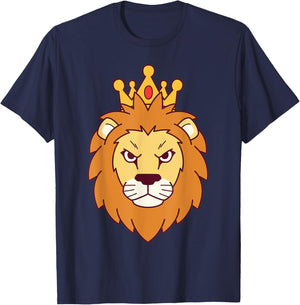 A Lion Head Graphic With Crown Lion King T-Shirt - T-Shirt | Navy