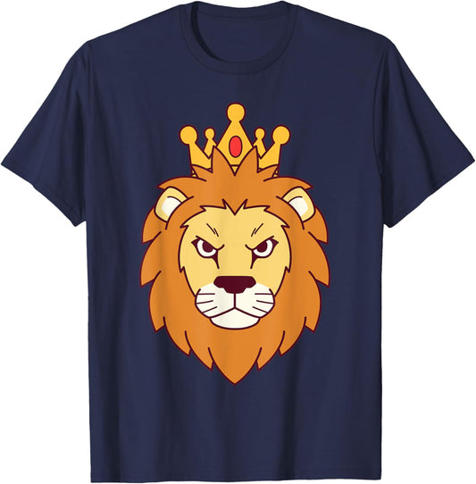 A Lion Head Graphic With Crown Lion King T-Shirt - T-Shirt | Navy