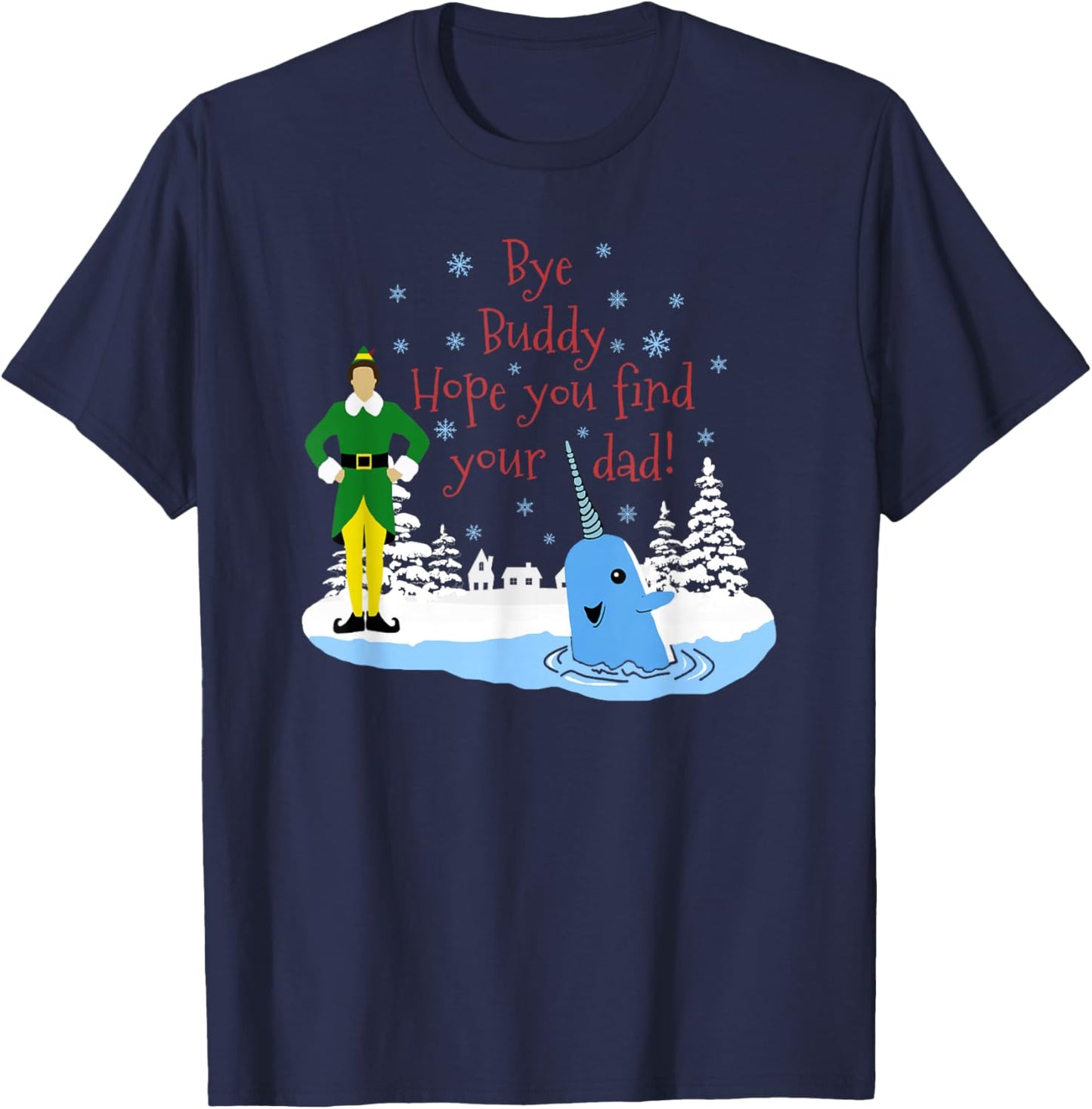 Happier Holidays -Kids Christmas Narwhal Elf T-Shirt - T-Shirt | Navy