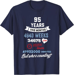 95 Years Old But Who Is Counting Funny Birthday T-Shirt - T-Shirt | Navy