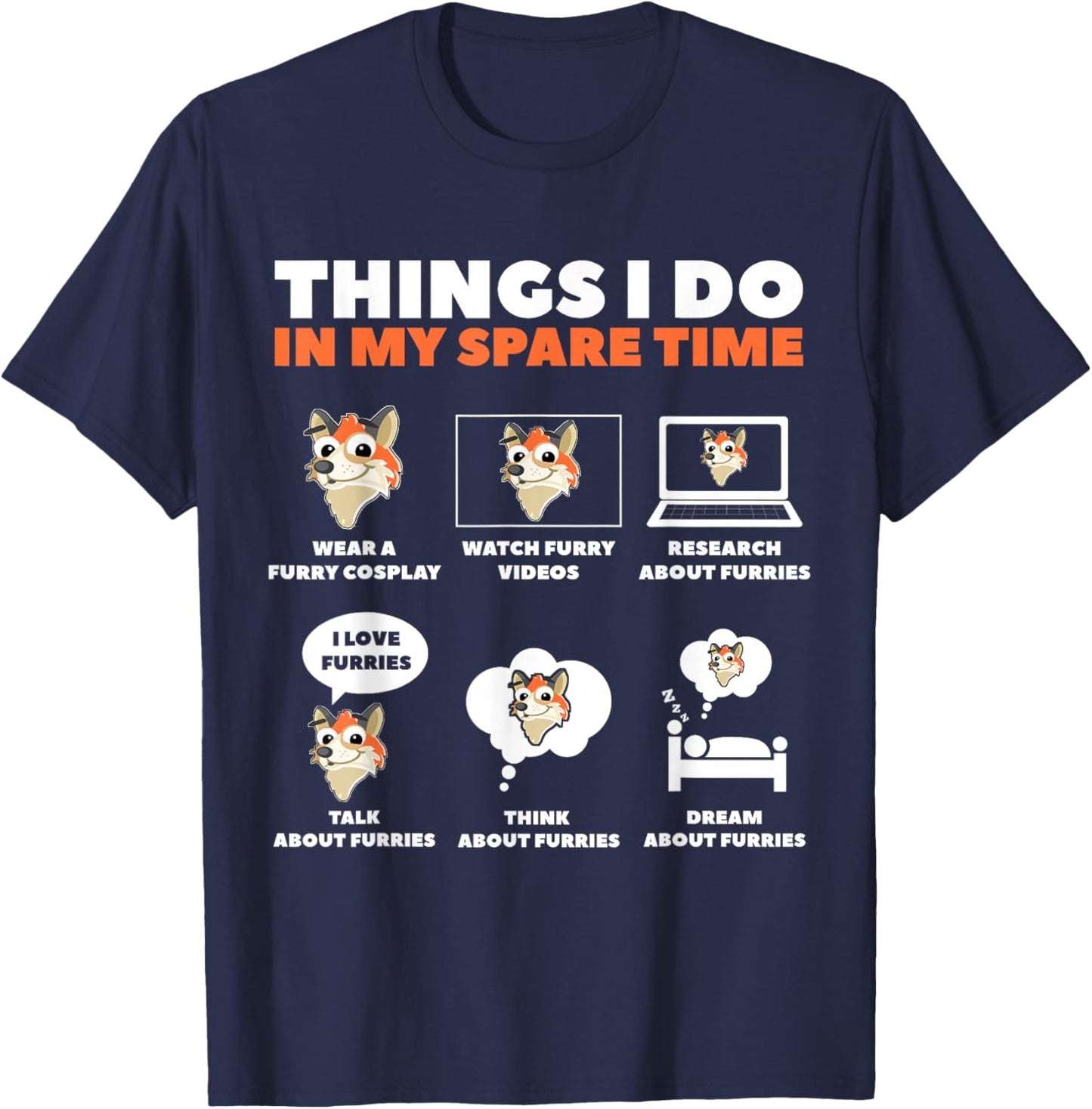Things I Do in My Free Time Furry Cosplay T-Shirt - T-Shirt | Navy