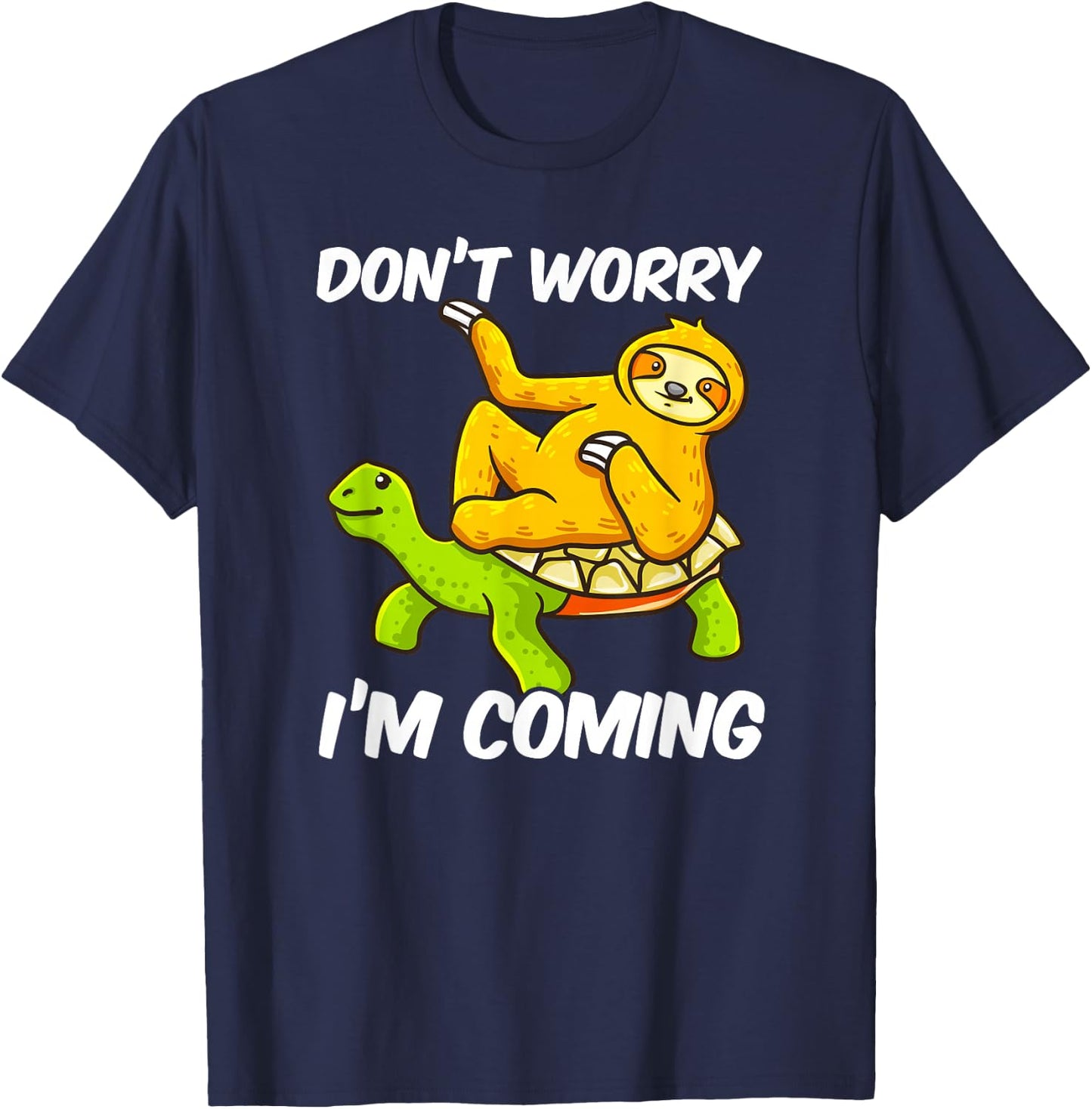 Sloth Riding Turtle Tortoise Men Sloth Lovers T-Shirt - T-Shirt | Navy
